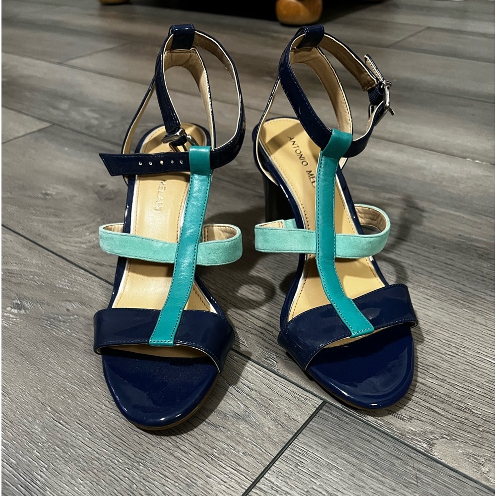 Antonio Melani Heeled Sandals in Royal Blue and Aqua/Teal. Sz 8M-Super Cute!